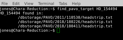 Using the find_pavo_target script.