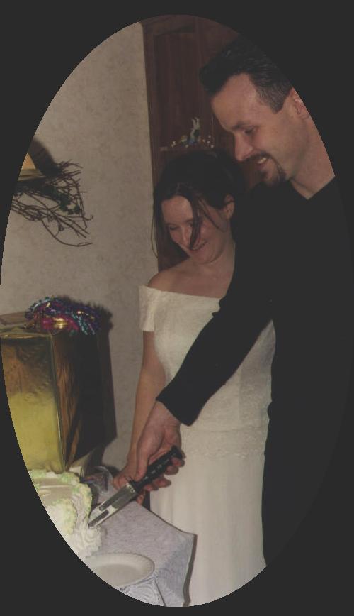 Cutting the cake.
